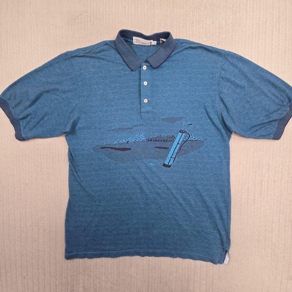 Pro Celebrity Other - Vintage Pro Celebrity Polo Shirt Mens 2XL Blue Golf‎ Course Graphic Double Sided